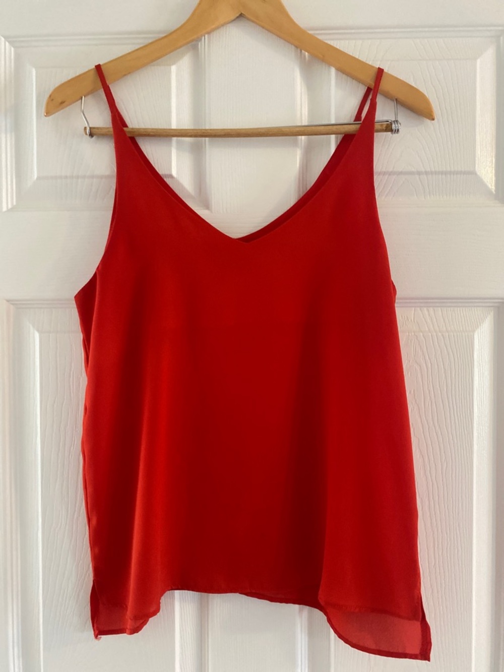 Red V-Neck Spaghetti Strap Flowy Tank Top